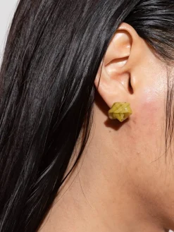 Knot Glass Knot Earring in Green Trails