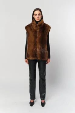 Laila Vest in Mink Brown