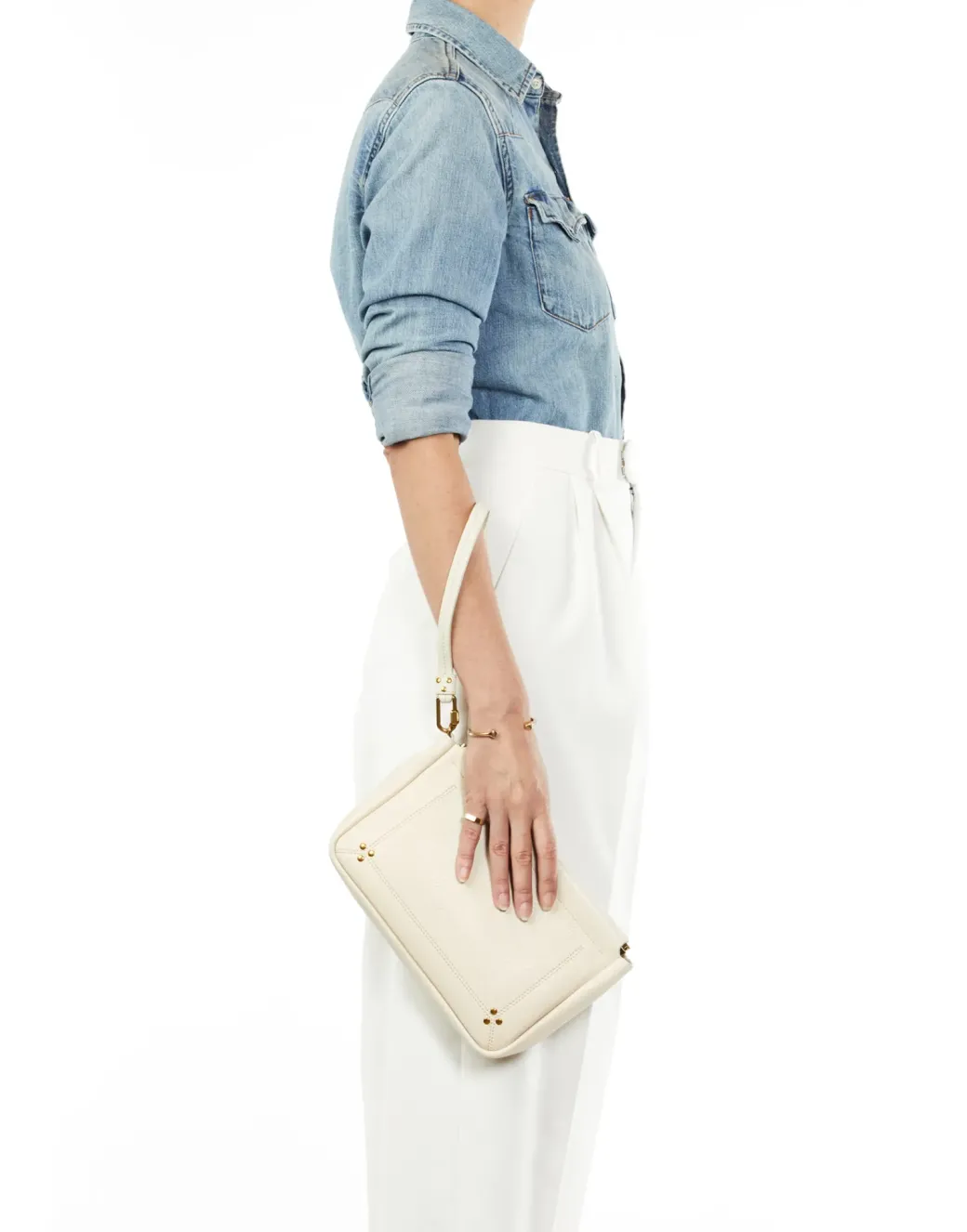 Large Clap Clutch in Creme