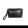 Large Clap Clutch in Croco Noir