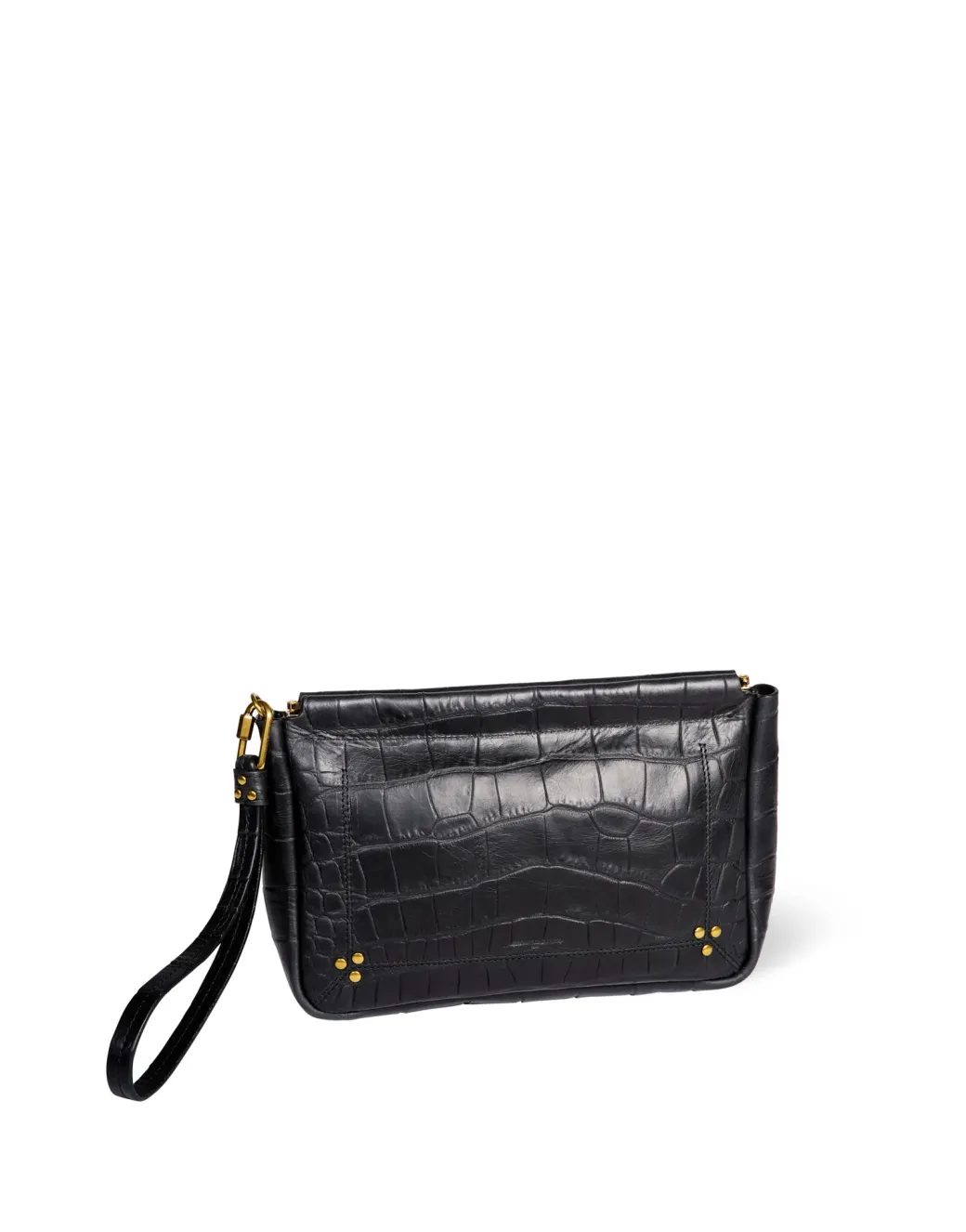 Large Clap Clutch in Croco Noir
