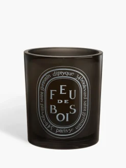 Large Grey Scented Candle in Feu De Bois
