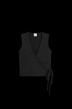 Lauren Sleeveless Wrap Top in Black