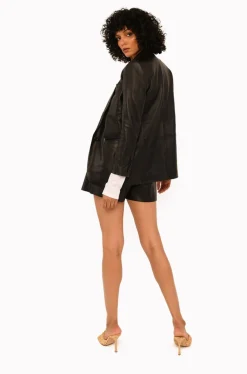 Leather Blazer in Black