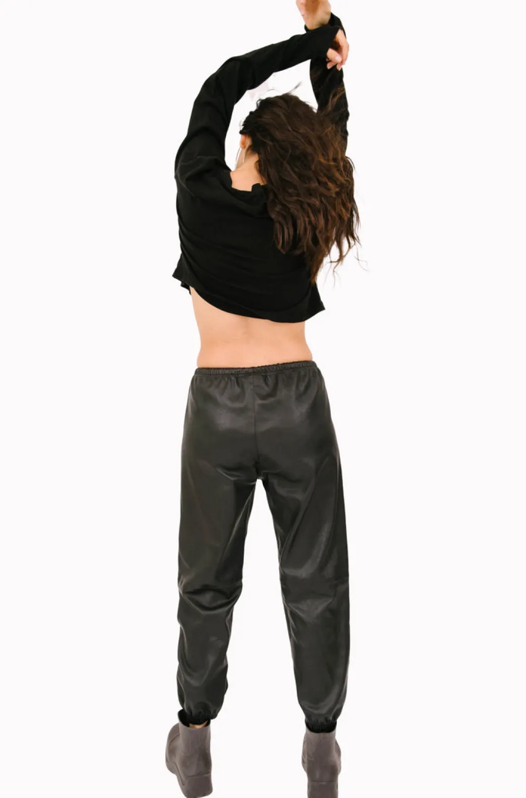 Leather Sweatpants in Black