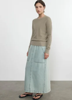 Linen Open Knit Crewneck in Ash