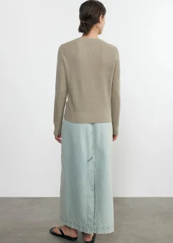 Linen Open Knit Crewneck in Ash
