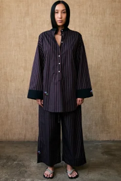 Lita Blouse in Black Stripe