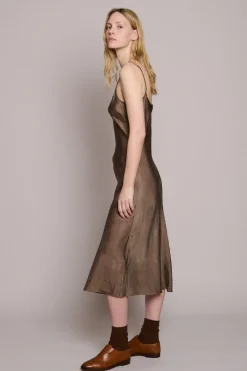 Long Bias Slip Dress in Mushroom