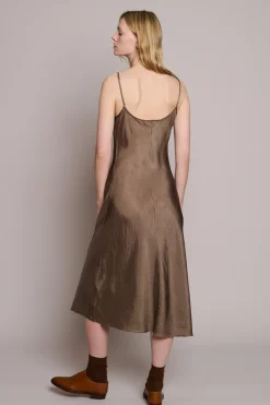 Long Bias Slip Dress in Mushroom