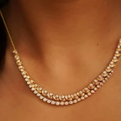 Lulu Jack Graduating Tennis Necklace in Yellow Gold