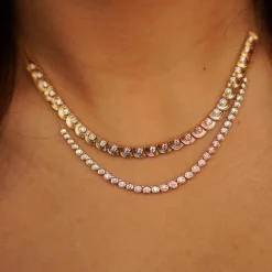 Lulu Jack Graduating Tennis Necklace in Yellow Gold