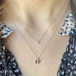 Lulu Jack Single Bezel Diamond Necklace in Yellow Gold