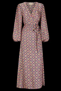 Luna Maxi Wrap Dress in Talavera Indigo