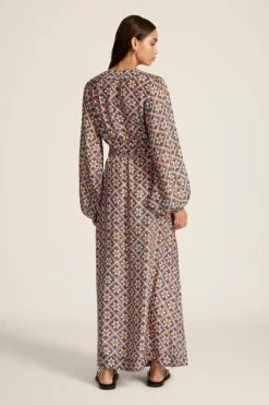 Luna Maxi Wrap Dress in Talavera Indigo