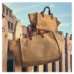 Medium Leon Bag in Raphia