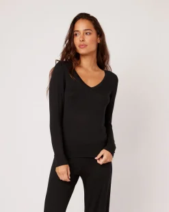 Memphis Longsleeve V-Neck in Black