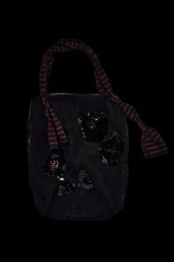 Mesh Net Tote Black Sequin Floral