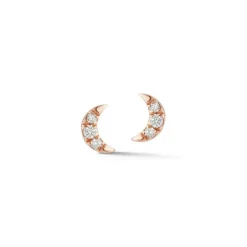 Mini Crescent Moon Studs in Rose Gold
