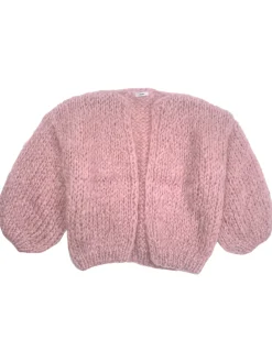 Mohair Bomber Cardigan in Antique Pink