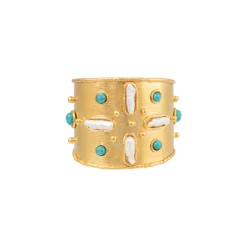 Mojave Cuff in Turquoise and Pearl