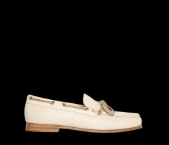 Morgan Boat Shoe in Bone Calf