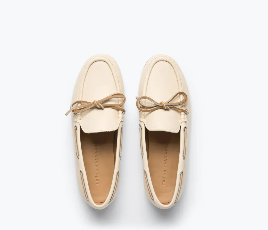 Morgan Boat Shoe in Bone Calf