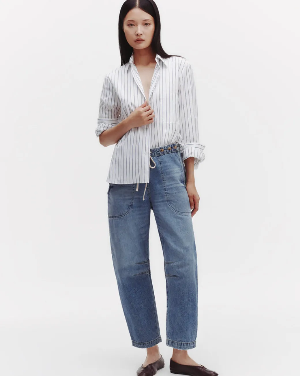 Next Morning Shirt in White and Blue Stripe