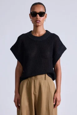 Oliva Linen Vest in Black