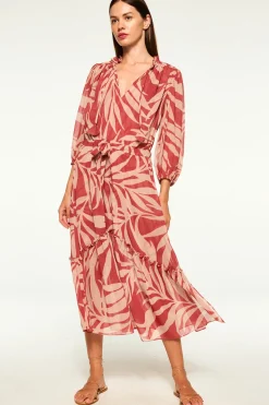 Olivia Dress in Light Palm Frond