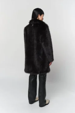 Pamela Mid-Length Coat in Noir