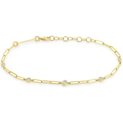 Paperclip Graduating Diamond Bracelet in Yellow Gold
