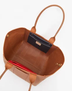 Perforated Le Box Tote in Cuoio