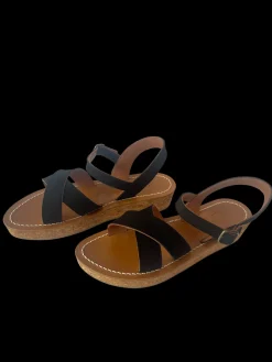 Platform Cross Sandal in Black