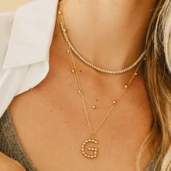 Poppy Rae Initial Necklace in Yellow Gold