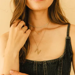 Poppy Rae Initial Necklace in Yellow Gold