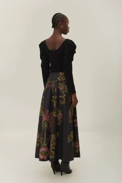 Ravenala Midi Skirt in Black