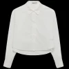 Renata Cropped Button Down Shirt in White