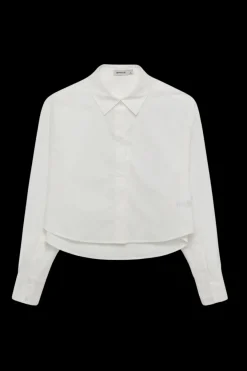 Renata Cropped Button Down Shirt in White