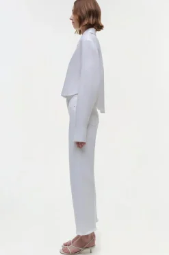 Renata Cropped Button Down Shirt in White