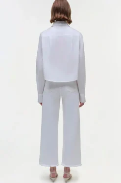 Renata Cropped Button Down Shirt in White