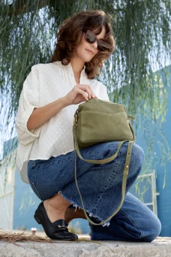 Rome Crossbody in Moss Suede