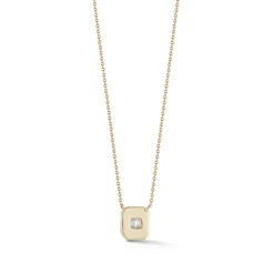 Sadie Pearl Double Diamond Baguette Necklace in Yellow Gold