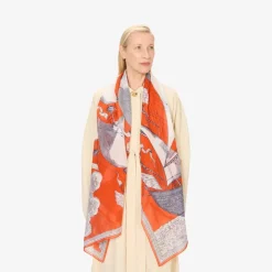 Sail Boat Scarf in Orange