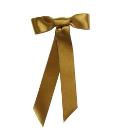 Satin Bow Barrette in Olive