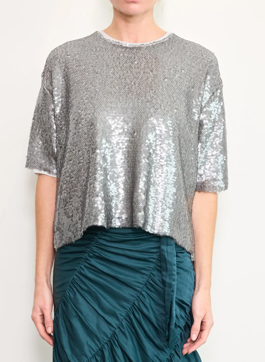 Shimmer Sequin Boy Shirt in Steel