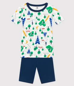 Short Sleeve Paris Print Pajama Set in Navy