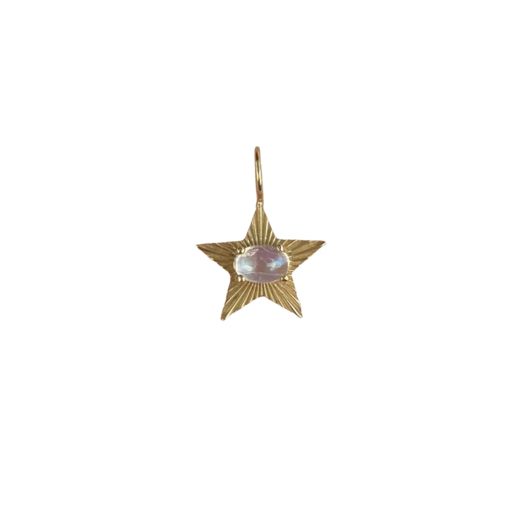 Small Moonstone Starlight Charm in Yellow Gold