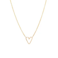Small Open Heart Necklace in Yellow Gold
