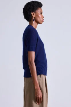 Softest Silk Cashmere Tee in Navy